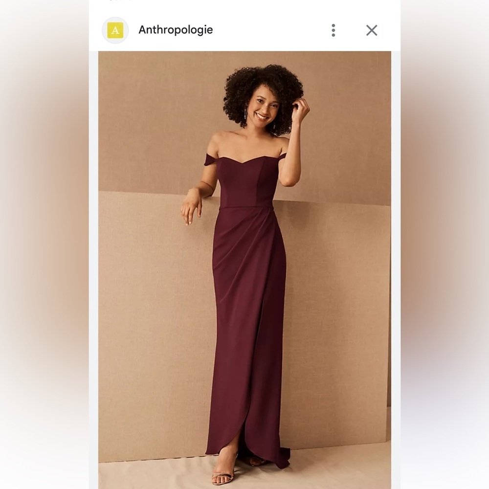 BHLDN Rossi crepe maxi dress in wine size 2.